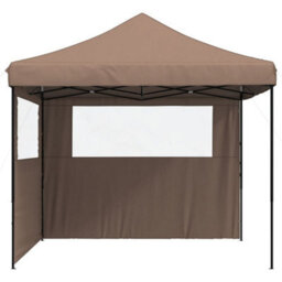 Walplus Foldable Party Tent Garden Gazebo Canopy Pop-Up With 2 Sidewalls Brown - thumbnail 4