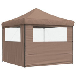 Walplus Foldable Party Tent Garden Gazebo Canopy Pop-Up With 2 Sidewalls Brown - thumbnail 5