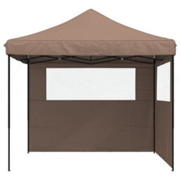 Walplus Foldable Party Tent Garden Gazebo Canopy Pop-Up With 2 Sidewalls Brown - thumbnail 3