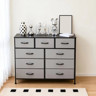 Light Grey 4Tiers 9 Drawers Fabric Chest Of Drawers Storage Organizer - image 1