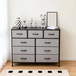 Light Grey 4Tiers 9 Drawers Fabric Chest Of Drawers Storage Organizer - thumbnail 1