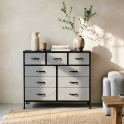Light Grey 4Tiers 9 Drawers Fabric Chest Of Drawers Storage Organizer - thumbnail 4