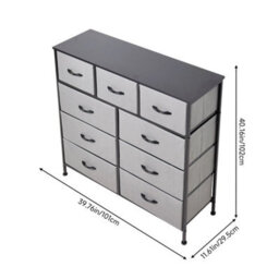 Light Grey 4Tiers 9 Drawers Fabric Chest Of Drawers Storage Organizer - thumbnail 2