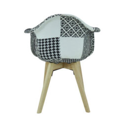 Life Interiors Set Of 4 Black/white Patchwork Fabric Dining Chairs With Wooden Legs, Modern Accent Chair - thumbnail 5