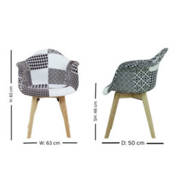 Life Interiors Set Of 4 Black/white Patchwork Fabric Dining Chairs With Wooden Legs, Modern Accent Chair - thumbnail 6