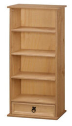 Mercers Furniture Corona 1 Drawer Media Rack Dvd Small Bookcase Display Storage Unit Solid Wood Pine With Mexican Styling Wooden - thumbnail 4