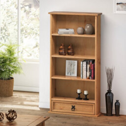 Mercers Furniture Corona 1 Drawer Media Rack Dvd Small Bookcase Display Storage Unit Solid Wood Pine With Mexican Styling Wooden