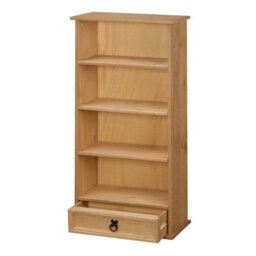 Mercers Furniture Corona 1 Drawer Media Rack Dvd Small Bookcase Display Storage Unit Solid Wood Pine With Mexican Styling Wooden - thumbnail 2