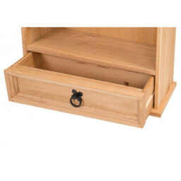 Mercers Furniture Corona 1 Drawer Media Rack Dvd Small Bookcase Display Storage Unit Solid Wood Pine With Mexican Styling Wooden - thumbnail 3