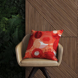 Warren Reed Designer Abstract Red Sun Pattern Outdoor Cushion 45Cm X 45Cm - thumbnail 2