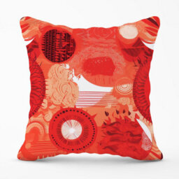 Warren Reed Designer Abstract Red Sun Pattern Outdoor Cushion 45Cm X 45Cm - thumbnail 1