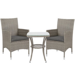 Wyld Haus Ranoyo Ziba Grey Rattan 3-Piece Garden Bistro Set With 2-Tier Coffee Table - thumbnail 2