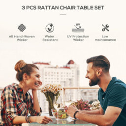 Wyld Haus Ranoyo Ziba Grey Rattan 3-Piece Garden Bistro Set With 2-Tier Coffee Table - thumbnail 5