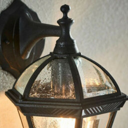 Ip44 Outdoor Wall Light Matt Black & Glass Traditional Lantern Down Porch Path - thumbnail 3