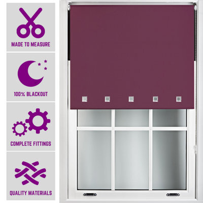 Furnished Made To Measure Blackout Roller Blinds With Square Eyelets - Aubergine Roller Blind (W)120Cm (L)210Cm - image 1