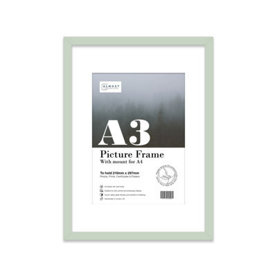 A3 Mint Green Picture Frame With Mount For A4 (21 X 29.7Cm -8.3 X 11.7In) Poster, Photo, Artwork, Or Print. - image 1