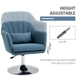 Homcom Stylish Retro Linen Swivel Tub Chair Steel Frame Cushion Seat Blue - thumbnail 4