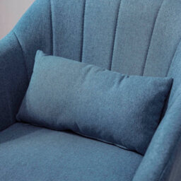 Homcom Stylish Retro Linen Swivel Tub Chair Steel Frame Cushion Seat Blue - thumbnail 8