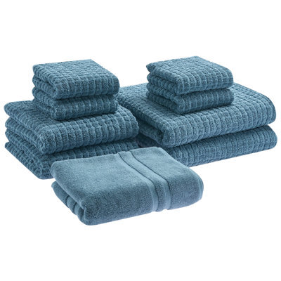 Beliani Set Of 9 Towels Atai Cotton Blue - image 1