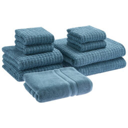 Beliani Set Of 9 Towels Atai Cotton Blue - thumbnail 1