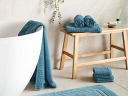 Beliani Set Of 9 Towels Atai Cotton Blue - thumbnail 2