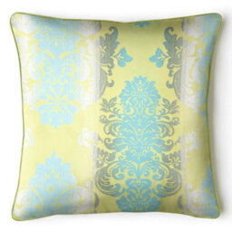 Intimates Shimmering Design Faux Silk Sofa Cushion, Elegant Damask Decorative Cushion - Burgundy - thumbnail 2