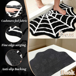 Spider Web Bath Mat, 31.5X19.6Inch Halloween Bath Mat Non Slip Rugs Spiderweb Rug Machine Washable Goth Area Rugs Gothic Rug - thumbnail 2