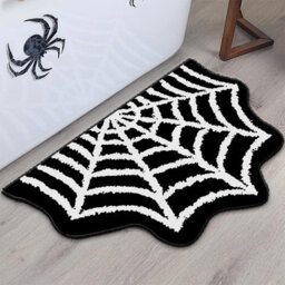 Spider Web Bath Mat, 31.5X19.6Inch Halloween Bath Mat Non Slip Rugs Spiderweb Rug Machine Washable Goth Area Rugs Gothic Rug - thumbnail 1