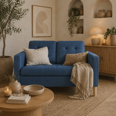 Wyld Haus Vanasu Blue Compact 2-Seater Loveseat With Hidden Storage And Tufted Seat - image 1