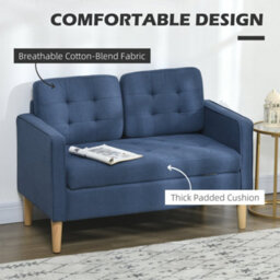 Wyld Haus Vanasu Blue Compact 2-Seater Loveseat With Hidden Storage And Tufted Seat - thumbnail 5