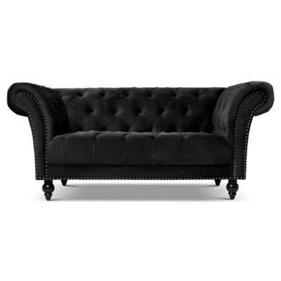 Bravich Cambridge Chesterfield 2 Seater Sofa - Velvet Black - image 1