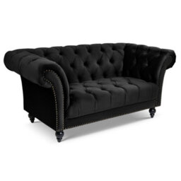 Bravich Cambridge Chesterfield 2 Seater Sofa - Velvet Black - thumbnail 4
