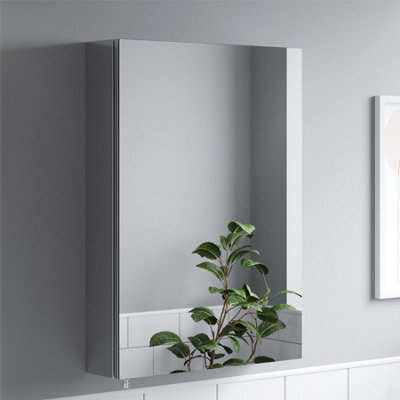 Affine Bathroom Single Door Mirror Stainless Steel Sleek Modern Cabinet 500 X 700mm - image 1
