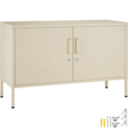 Tectake Baker Sideboard, Magnetic Closure, Adjustable Shelf 40 Cm - Cream