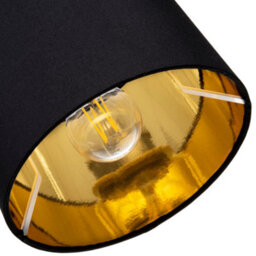 Happy Homewares Modern Black Cotton Fabric Small 8 Drum Lamp Shade With Shiny Golden Inner - thumbnail 4