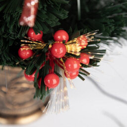 Shatchi 2Ft/60Cm Fibre Optic Christmas Star Topper-Ribbon Bows Decorations-Green Pre-Lit Artificial Christmas Tree - thumbnail 5