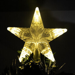 Shatchi 2Ft/60Cm Fibre Optic Christmas Star Topper-Ribbon Bows Decorations-Green Pre-Lit Artificial Christmas Tree - thumbnail 6
