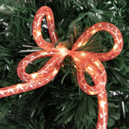 Shatchi 2Ft/60Cm Fibre Optic Christmas Star Topper-Ribbon Bows Decorations-Green Pre-Lit Artificial Christmas Tree - thumbnail 4