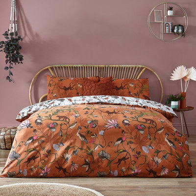 Furn. Wildlings Exotic Animal Reversible Duvet Cover Set, Double, Orange - image 1