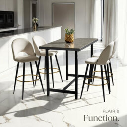 Tectake Bar Stool Rachel With Backrest And Velvet Look Cover, 49 X 58 X 110 Cm - Cream/black, Set Of 2 - thumbnail 7