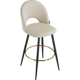 Tectake Bar Stool Rachel With Backrest And Velvet Look Cover, 49 X 58 X 110 Cm - Cream/black, Set Of 2 - thumbnail 9