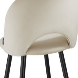 Tectake Bar Stool Rachel With Backrest And Velvet Look Cover, 49 X 58 X 110 Cm - Cream/black, Set Of 2 - thumbnail 8