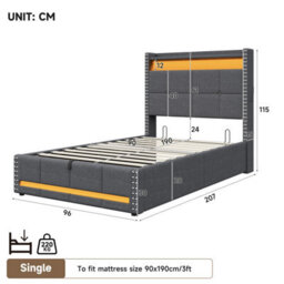 Btm 1-Seater Corduroy Sleeper Sofa, High Backrest, Metal Frame, Cup Holders & Side Pockets, Green - thumbnail 9