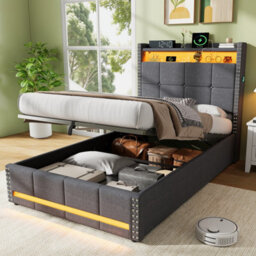 Btm 1-Seater Corduroy Sleeper Sofa, High Backrest, Metal Frame, Cup Holders & Side Pockets, Green - thumbnail 5