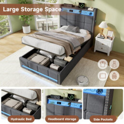 Btm 1-Seater Corduroy Sleeper Sofa, High Backrest, Metal Frame, Cup Holders & Side Pockets, Green - thumbnail 6