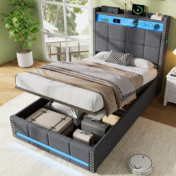 Btm 1-Seater Corduroy Sleeper Sofa, High Backrest, Metal Frame, Cup Holders & Side Pockets, Green - thumbnail 4