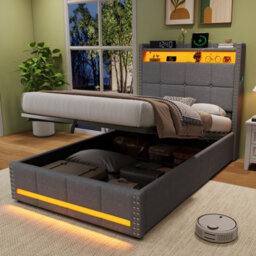 Btm 1-Seater Corduroy Sleeper Sofa, High Backrest, Metal Frame, Cup Holders & Side Pockets, Green - thumbnail 3