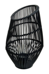 Orsina Elegant Design Large Black Natural Rattan Lantern, Functional Black Tealight Lantern, Sleek Candle Lantern - thumbnail 2