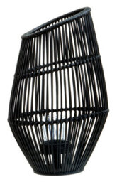 Orsina Elegant Design Large Black Natural Rattan Lantern, Functional Black Tealight Lantern, Sleek Candle Lantern - thumbnail 1