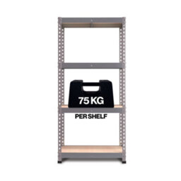 Rb Boss Garage Shelving Unit Fastlok 4 Shelf Mdf Galvanised Steel (H)1450mm (W)750mm (D)300mm - thumbnail 4